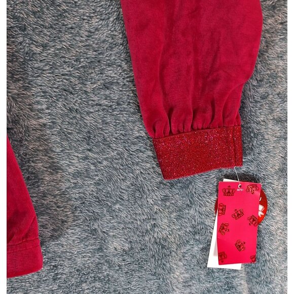 Juicy Couture XL Red Wine Velour Pullover Crown Logo Girl's Long Sleeve - Picture 8 of 15